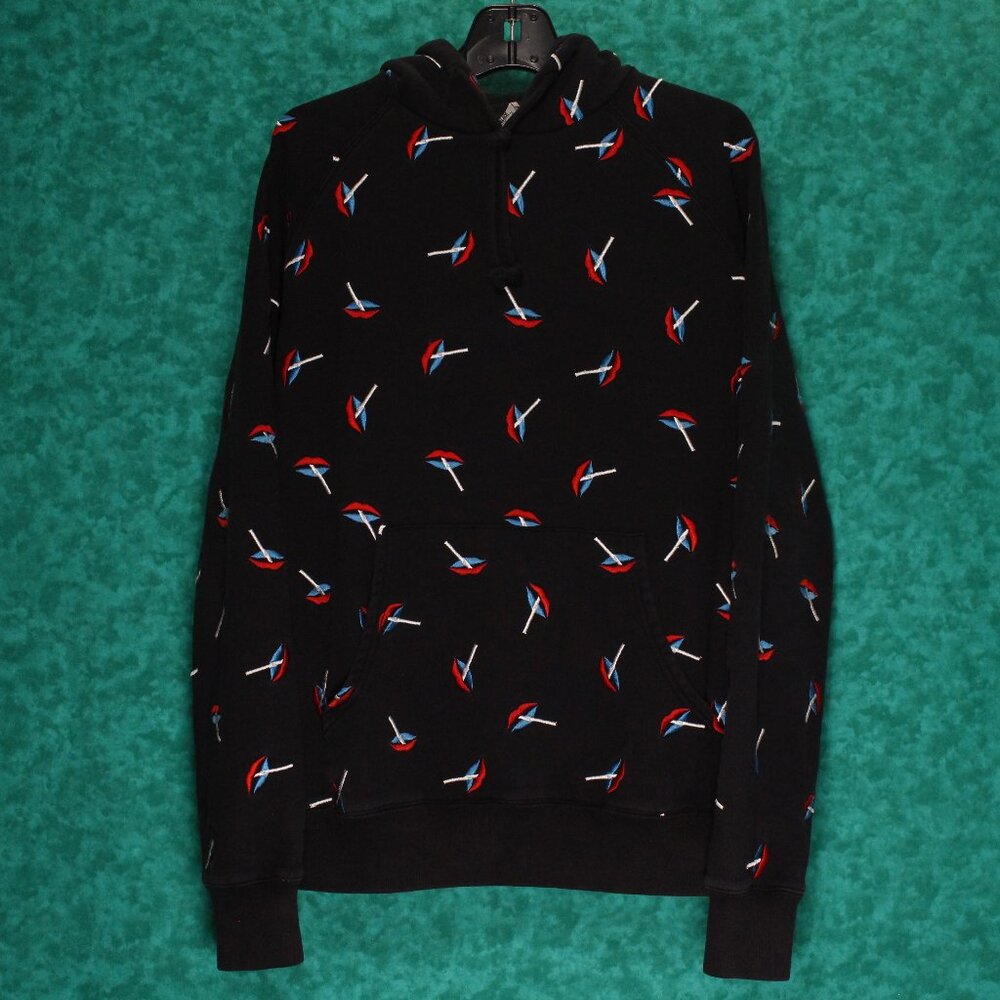 Mens PALACE Black Cotton Embroidered Cigarettes Sweatshirt. SIZE Large